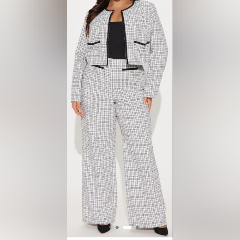 Elegant Women's Black and White Checkered Jacket